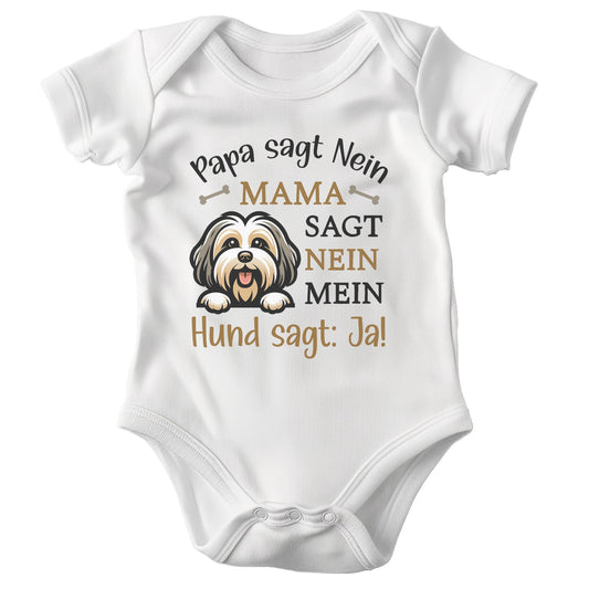 22Feels Unisex Babybody Bio-Baumwolle – Weiß mit Havaneser Ja Spruch – Geschenk zur Geburt, Babyparty oder zum 1. Geburtstag für Hunde-Fans-Baby Body-22Feels