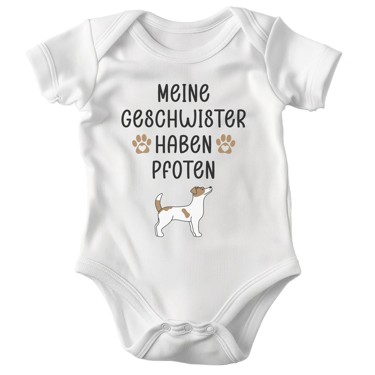 22Feels Unisex Babybody Bio-Baumwolle – Weiß mit Jack Russel Geschwister Spruch – Geschenk zur Geburt, Babyparty oder zum 1. Geburtstag für Hunde-Fans-Baby Body-22Feels