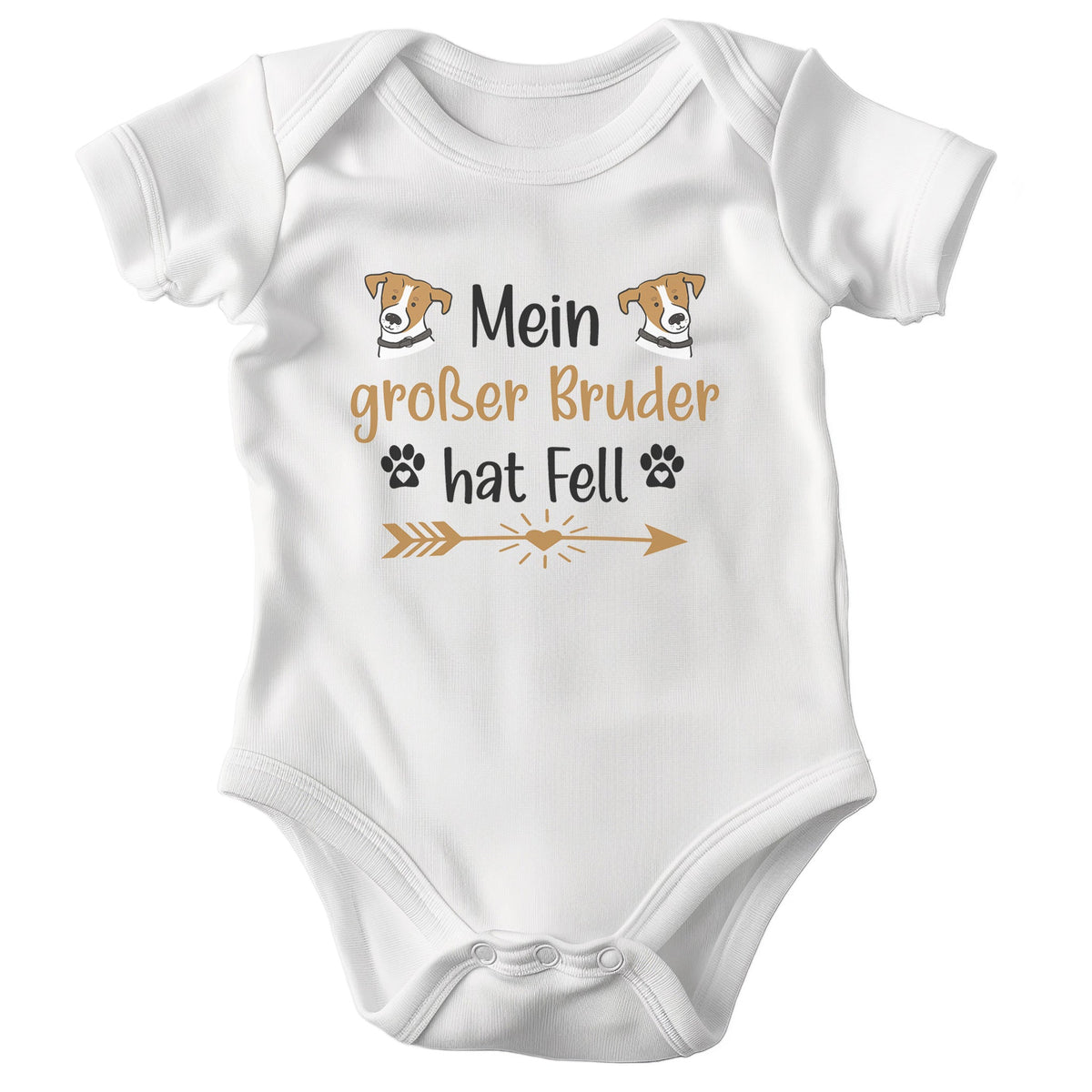 22Feels Unisex Babybody Bio-Baumwolle – Weiß mit Jack Russel Großer Bruder – Geschenk zur Geburt, Babyparty oder zum 1. Geburtstag für Hunde-Fans-Baby Body-22Feels