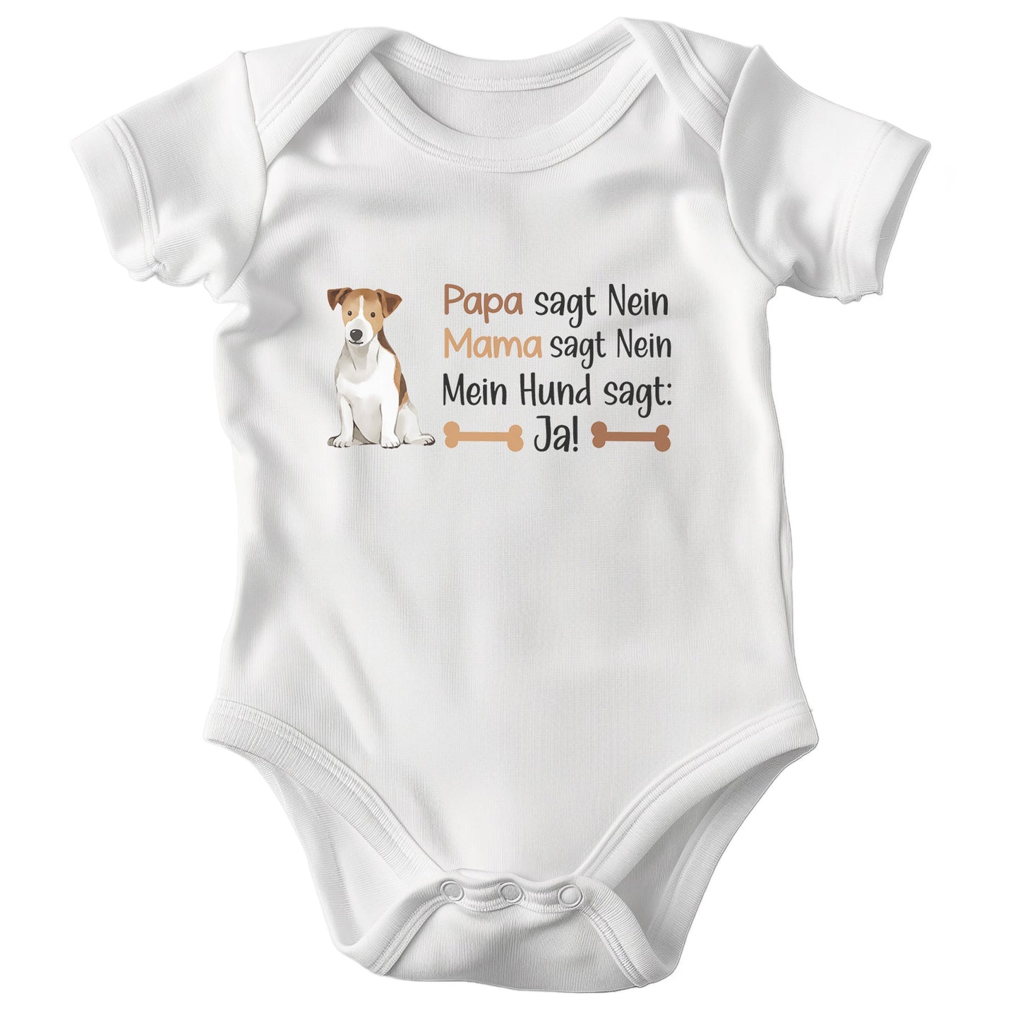 22Feels Unisex Babybody Bio-Baumwolle – Weiß mit Jack Russel Ja Spruch – Geschenk zur Geburt, Babyparty oder zum 1. Geburtstag für Hunde-Fans-Baby Body-22Feels