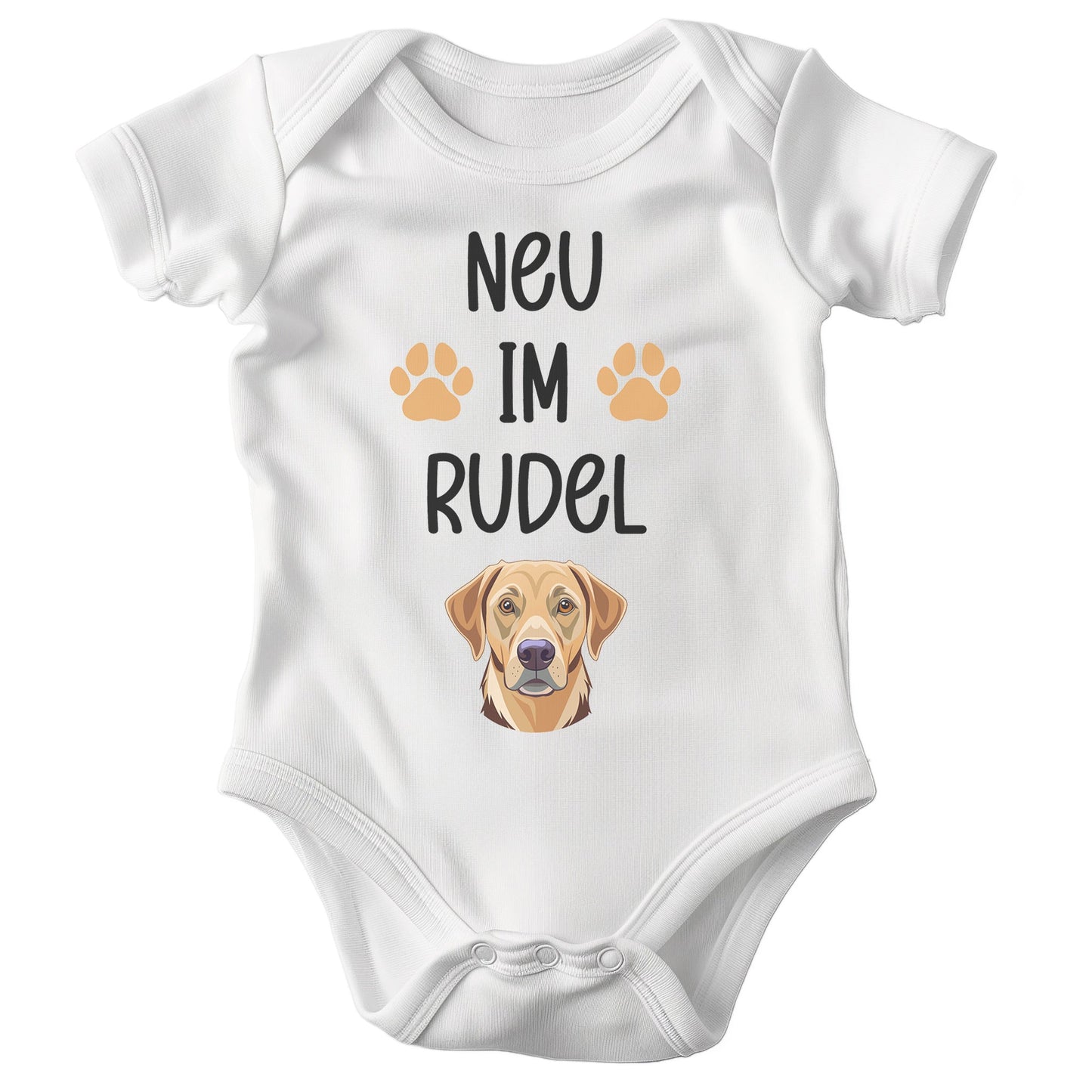 22Feels Unisex Babybody Bio-Baumwolle – Weiß mit Labrador Neu im Rudel – Geschenk zur Geburt, Babyparty oder zum 1. Geburtstag für Hunde-Fans-Baby Body-22Feels