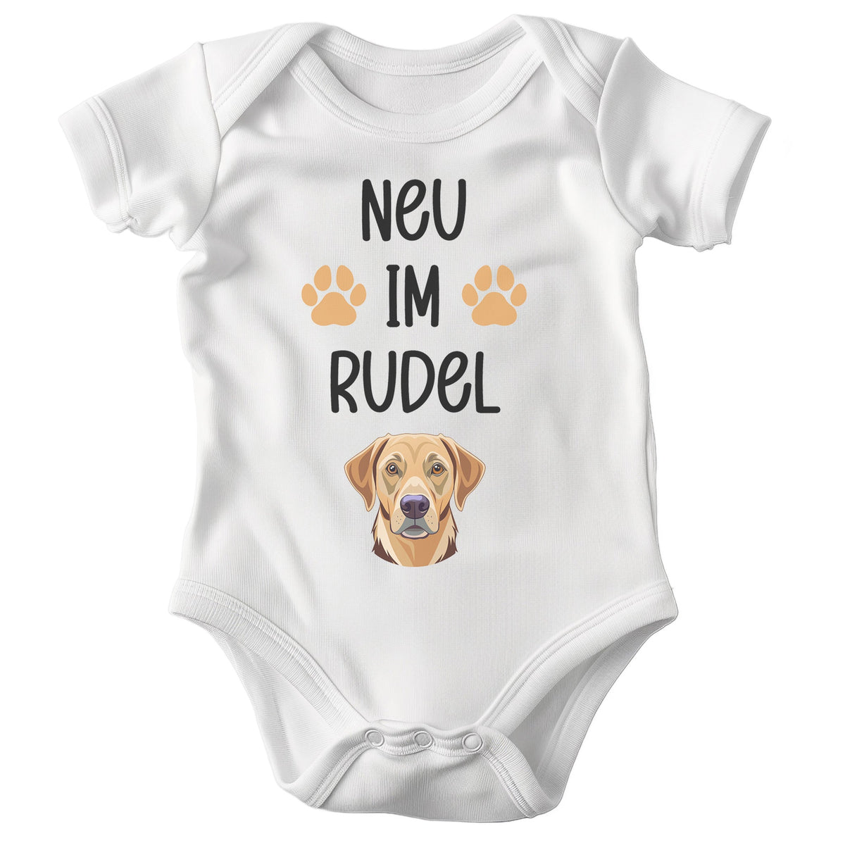 22Feels Unisex Babybody Bio-Baumwolle – Weiß mit Labrador Neu im Rudel – Geschenk zur Geburt, Babyparty oder zum 1. Geburtstag für Hunde-Fans-Baby Body-22Feels