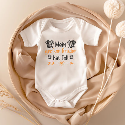 22Feels Unisex Babybody Bio-Baumwolle – Weiß mit Labrador Großer Bruder – Geschenk zur Geburt, Babyparty oder zum 1. Geburtstag für Hunde-Fans-Baby Body-22Feels