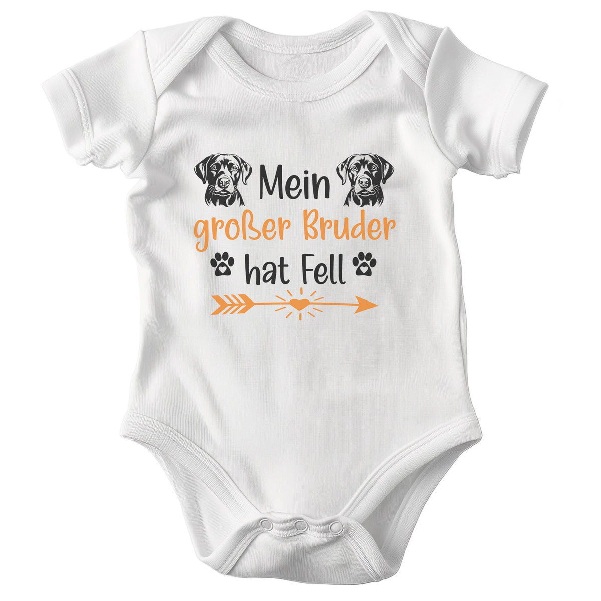 22Feels Unisex Babybody Bio-Baumwolle – Weiß mit Labrador Großer Bruder – Geschenk zur Geburt, Babyparty oder zum 1. Geburtstag für Hunde-Fans-Baby Body-22Feels