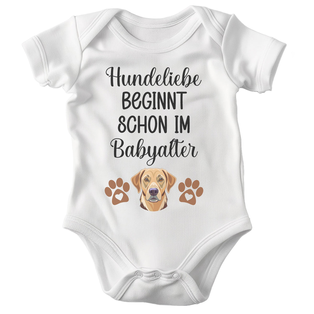 22Feels Unisex Babybody Bio-Baumwolle – Weiß mit Labrador Hundeliebe – Geschenk zur Geburt, Babyparty oder zum 1. Geburtstag für Hunde-Fans-Baby Body-22Feels