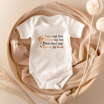 22Feels Unisex Babybody Bio-Baumwolle – Weiß mit Labrador Ja Spruch – Geschenk zur Geburt, Babyparty oder zum 1. Geburtstag für Hunde-Fans-Baby Body-22Feels