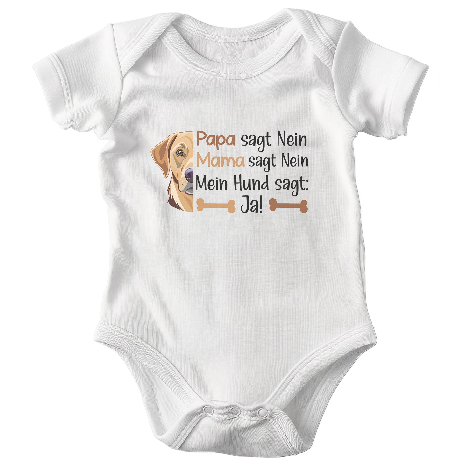 22Feels Unisex Babybody Bio-Baumwolle – Weiß mit Labrador Ja Spruch – Geschenk zur Geburt, Babyparty oder zum 1. Geburtstag für Hunde-Fans-Baby Body-22Feels
