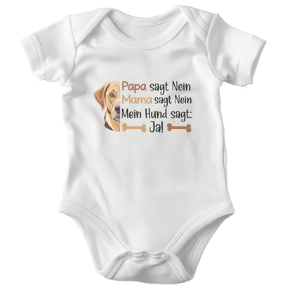 22Feels Unisex Babybody Bio-Baumwolle – Weiß mit Labrador Ja Spruch – Geschenk zur Geburt, Babyparty oder zum 1. Geburtstag für Hunde-Fans-Baby Body-22Feels
