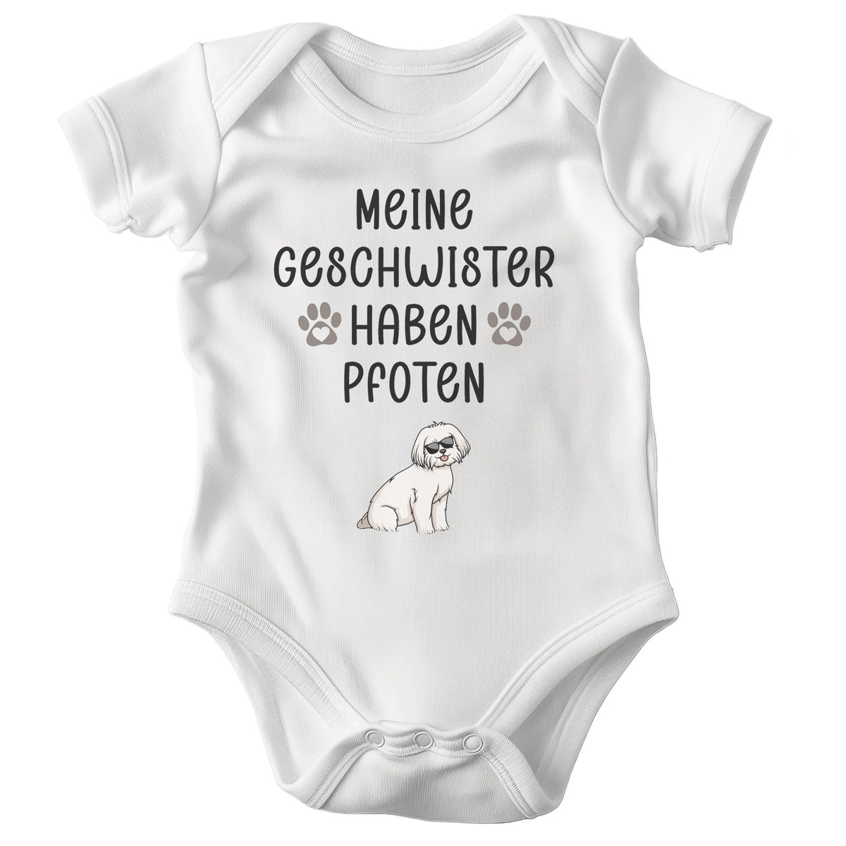 22Feels Unisex Babybody Bio-Baumwolle – Weiß mit Malteser Geschwister Spruch – Geschenk für Hunde-Fans zur Geburt oder Babyparty-Baby Body-22Feels