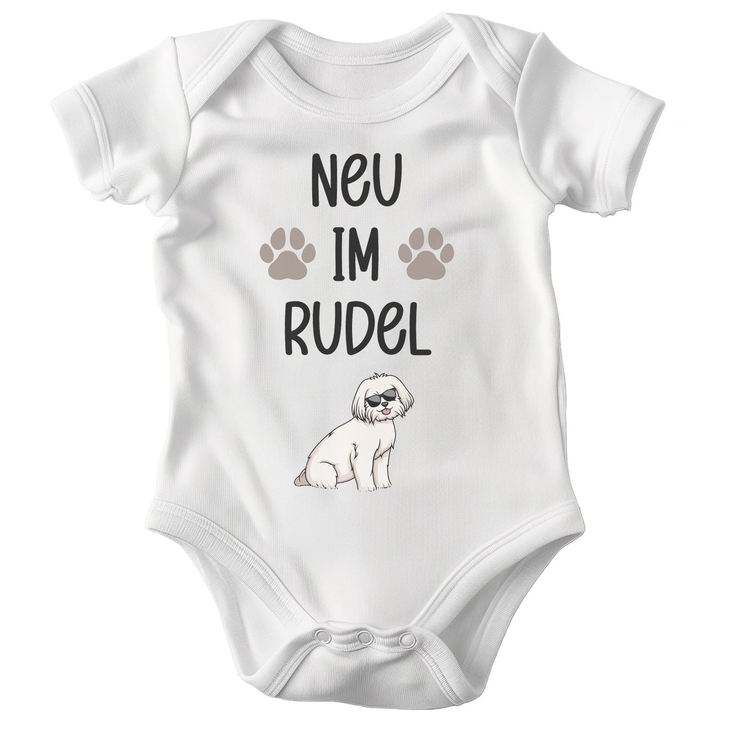 22Feels Unisex Babybody Bio-Baumwolle – Weiß mit Malteser Schutz Spruch – Geschenk für Hunde-Fans zur Geburt oder Babyparty-Baby Body-22Feels