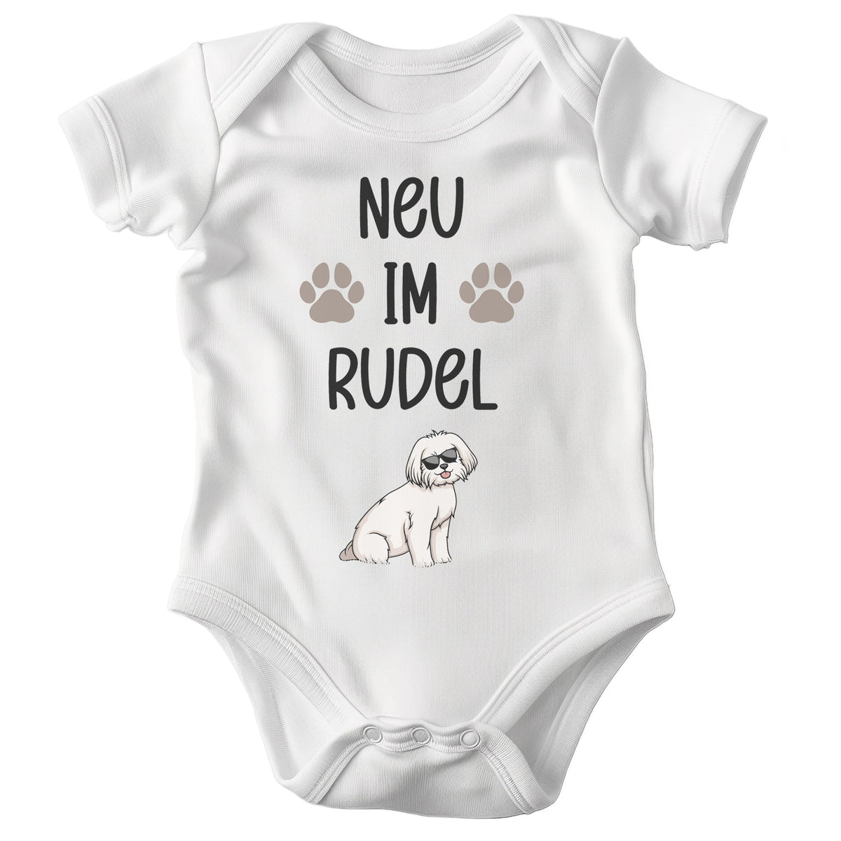 22Feels Unisex Babybody Bio-Baumwolle – Weiß mit Malteser Schutz Spruch – Geschenk für Hunde-Fans zur Geburt oder Babyparty-Baby Body-22Feels