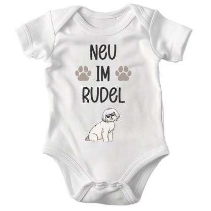 22Feels Unisex Babybody Bio-Baumwolle – Weiß mit Malteser Schutz Spruch – Geschenk für Hunde-Fans zur Geburt oder Babyparty-Baby Body-22Feels