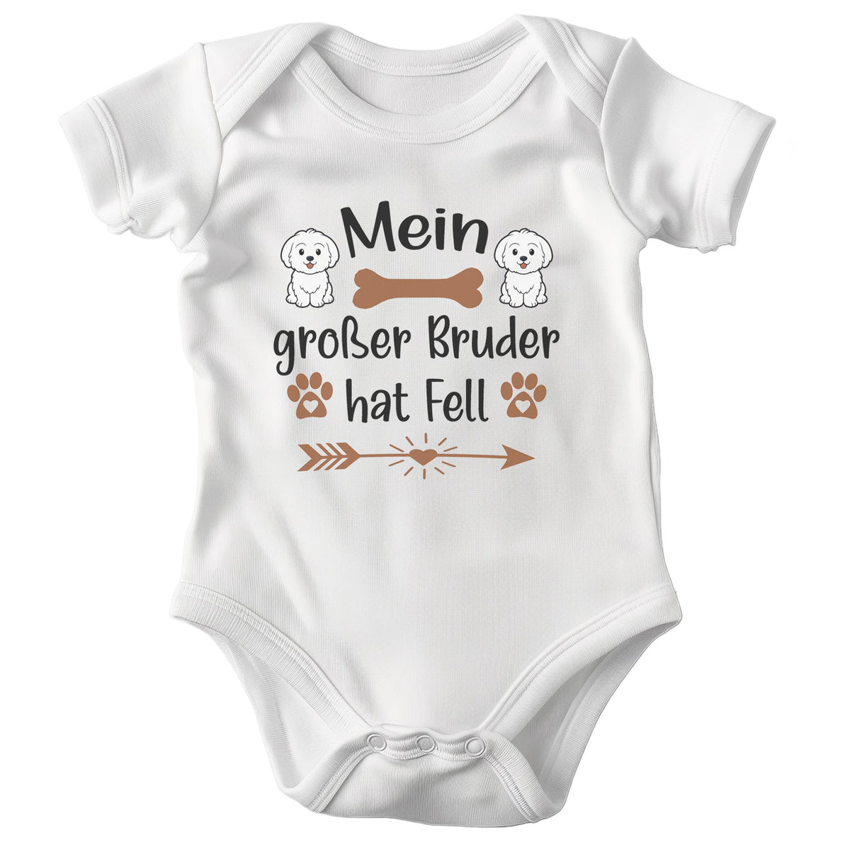 22Feels Unisex Babybody Bio-Baumwolle – Weiß mit Malteser Hundeküsse Spruch – Geschenk für Hunde-Fans zur Geburt oder Babyparty-Baby Body-22Feels