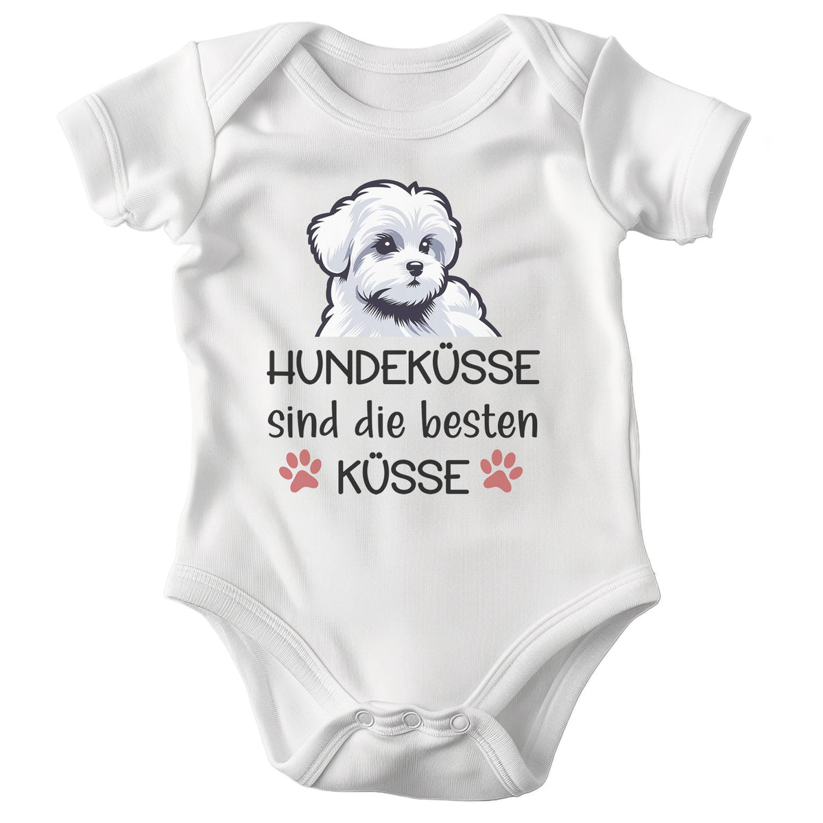 22Feels Unisex Babybody Bio-Baumwolle – Weiß mit Malteser Ja Spruch – Geschenk für Hunde-Fans zur Geburt oder Babyparty-Baby Body-22Feels