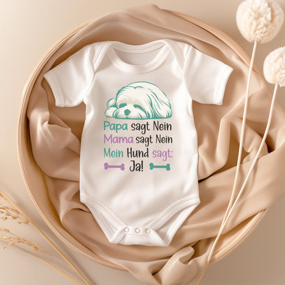 22Feels Unisex Babybody Bio-Baumwolle – Weiß mit Malteser Personal Spruch – Geschenk für Hunde-Fans zur Geburt oder Babyparty-Baby Body-22Feels