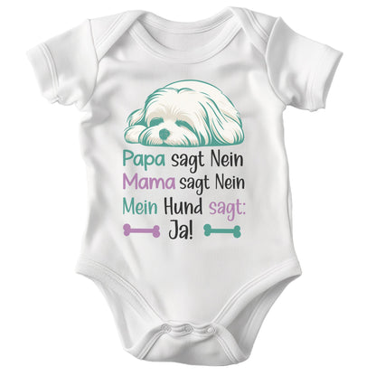 22Feels Unisex Babybody Bio-Baumwolle – Weiß mit Malteser Personal Spruch – Geschenk für Hunde-Fans zur Geburt oder Babyparty-Baby Body-22Feels