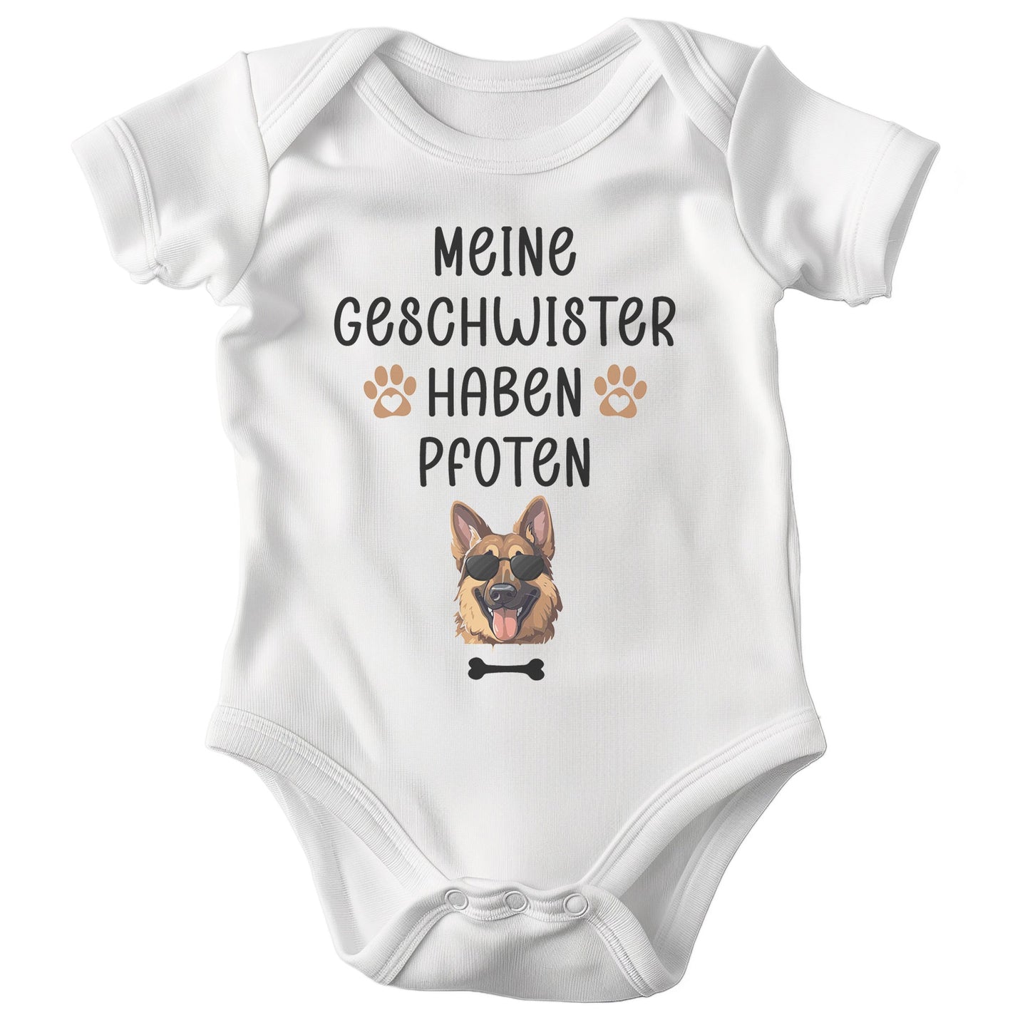 22Feels Unisex Babybody Bio-Baumwolle – Weiß mit Schäferhund Schutz Spruch – Geschenk für Hunde-Fans zur Geburt oder Babyparty-Baby Body-22Feels