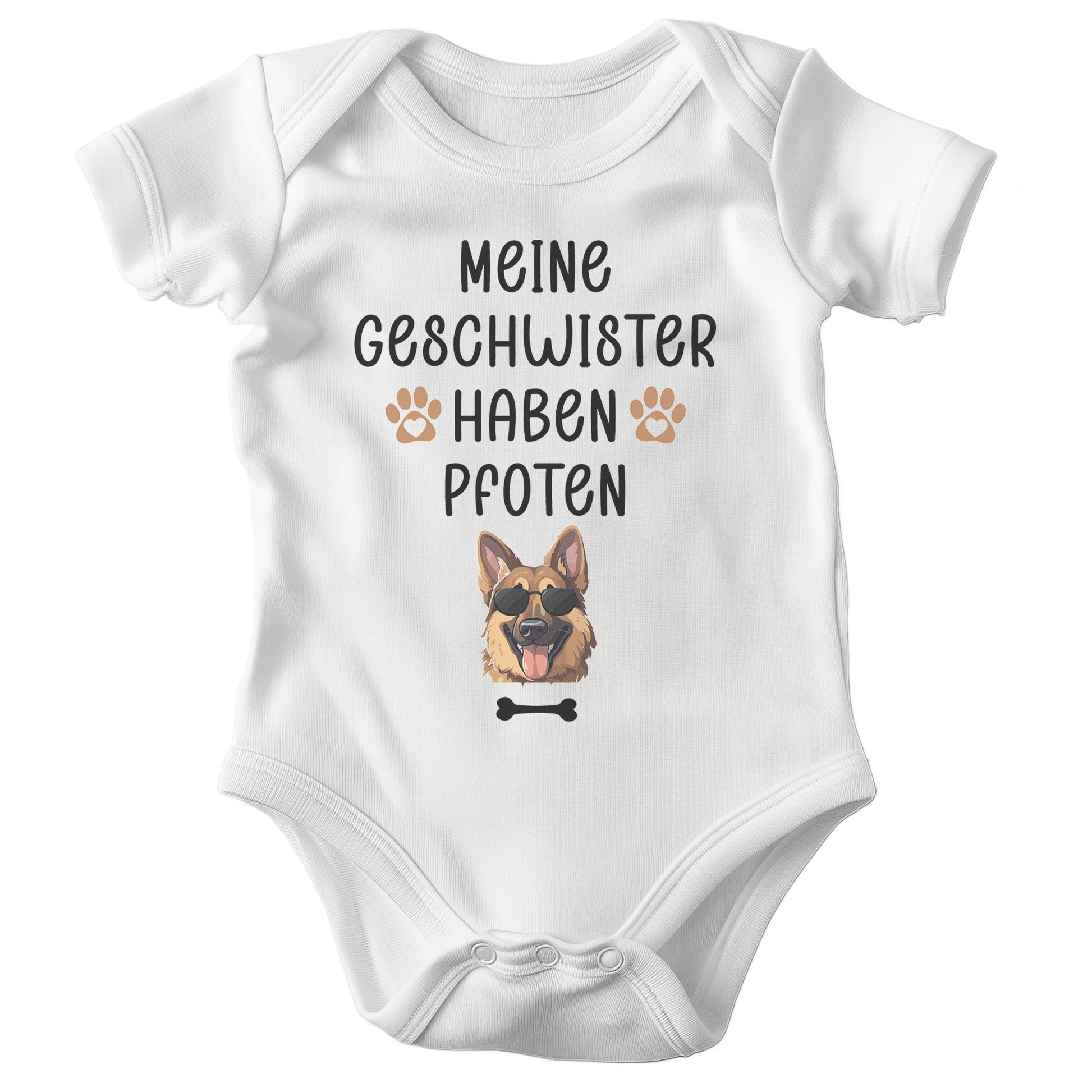 22Feels Unisex Babybody Bio-Baumwolle – Weiß mit Schäferhund Schutz Spruch – Geschenk für Hunde-Fans zur Geburt oder Babyparty-Baby Body-22Feels
