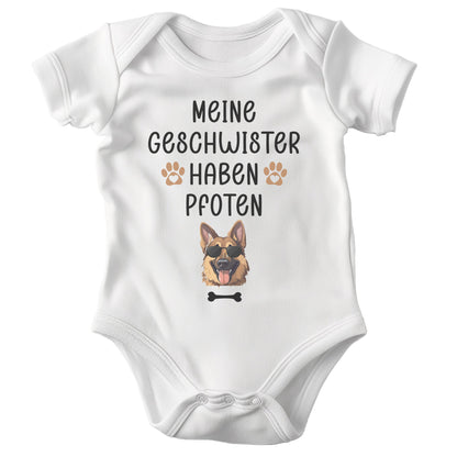 22Feels Unisex Babybody Bio-Baumwolle – Weiß mit Schäferhund Schutz Spruch – Geschenk für Hunde-Fans zur Geburt oder Babyparty-Baby Body-22Feels