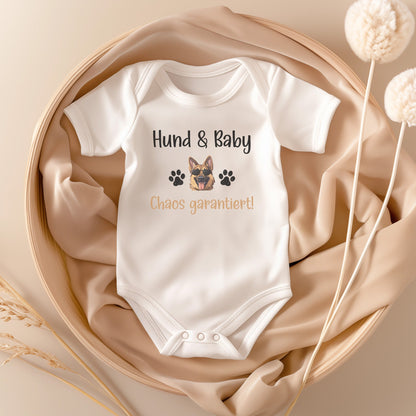 22Feels Unisex Babybody Bio-Baumwolle – Weiß mit Schäferhund Hundeküsse Spruch – Geschenk für Hunde-Fans zur Geburt oder Babyparty-Baby Body-22Feels