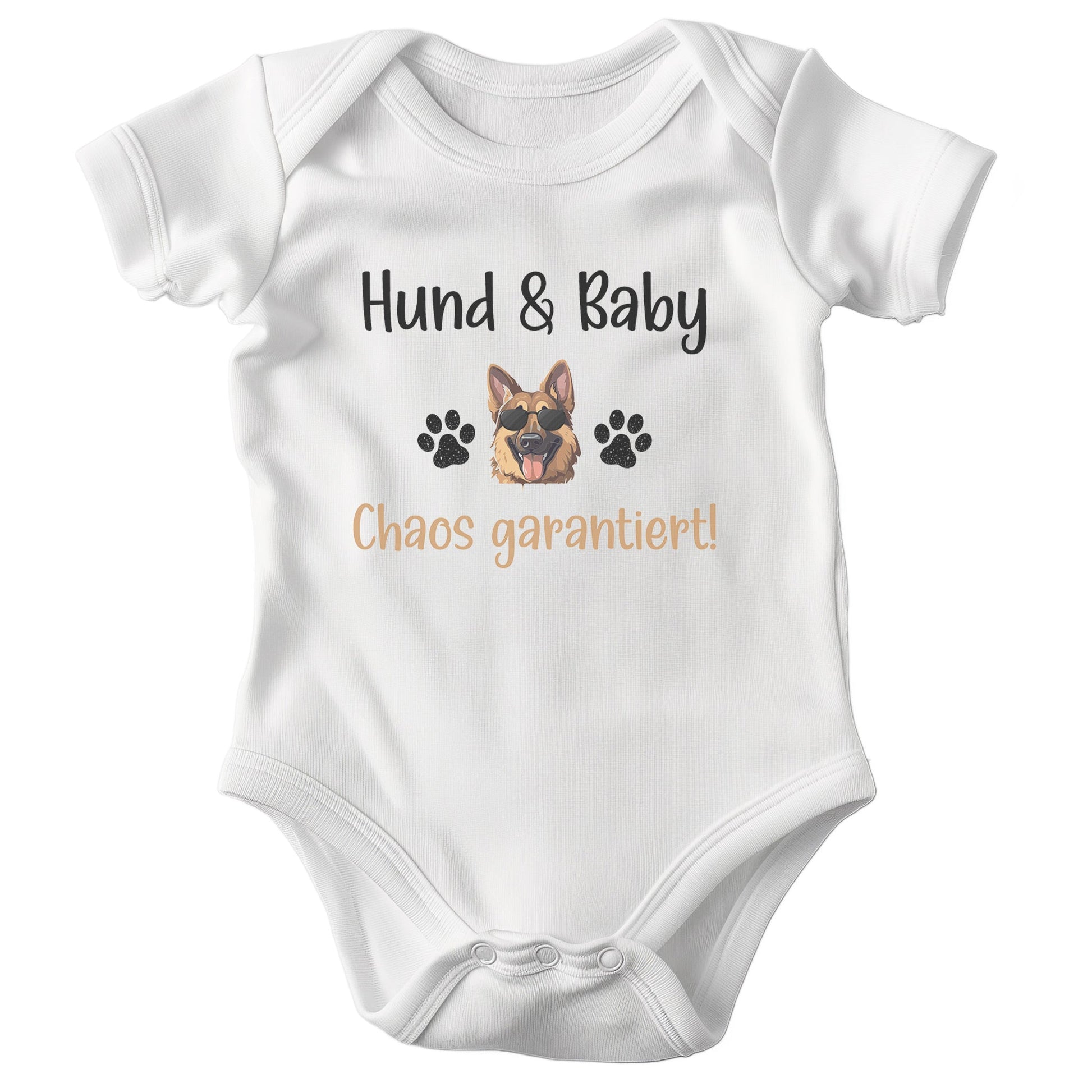 22Feels Unisex Babybody Bio-Baumwolle – Weiß mit Schäferhund Hundeküsse Spruch – Geschenk für Hunde-Fans zur Geburt oder Babyparty-Baby Body-22Feels