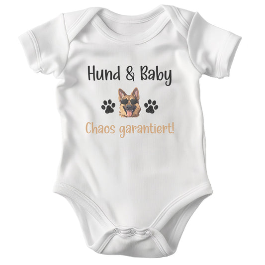 22Feels Unisex Babybody Bio-Baumwolle – Weiß mit Schäferhund Hundeküsse Spruch – Geschenk für Hunde-Fans zur Geburt oder Babyparty-Baby Body-22Feels