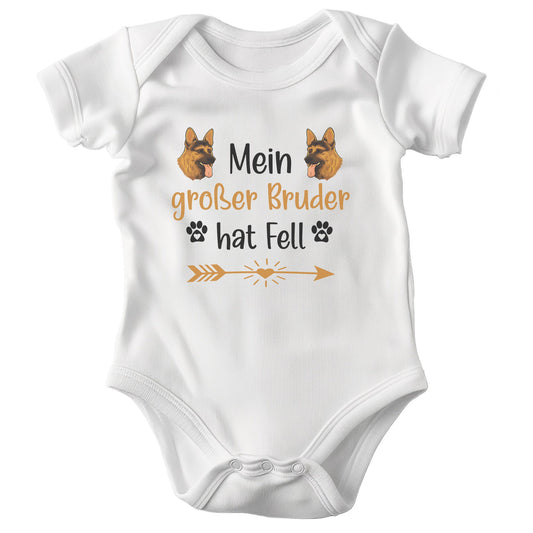 22Feels Unisex Babybody Bio-Baumwolle – Weiß mit Schäferhund Babysitter Spruch – Geschenk für Hunde-Fans zur Geburt oder Babyparty-Baby Body-22Feels