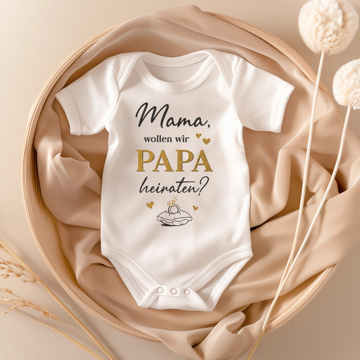 22Feels Unisex Babybody Bio-Baumwolle – Weiß mit Heiratsantrag Spruch – Geschenk für die Hochzeit & Papa zur Geburt oder Babyparty-Baby Body-22Feels