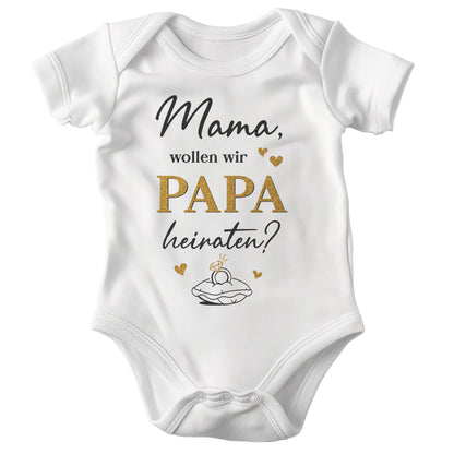 22Feels Unisex Babybody Bio-Baumwolle – Weiß mit Heiratsantrag Spruch – Geschenk für die Hochzeit & Papa zur Geburt oder Babyparty-Baby Body-22Feels
