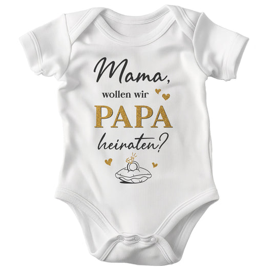 22Feels Unisex Babybody Bio-Baumwolle – Weiß mit Heiratsantrag Spruch – Geschenk für die Hochzeit & Papa zur Geburt oder Babyparty-Baby Body-22Feels