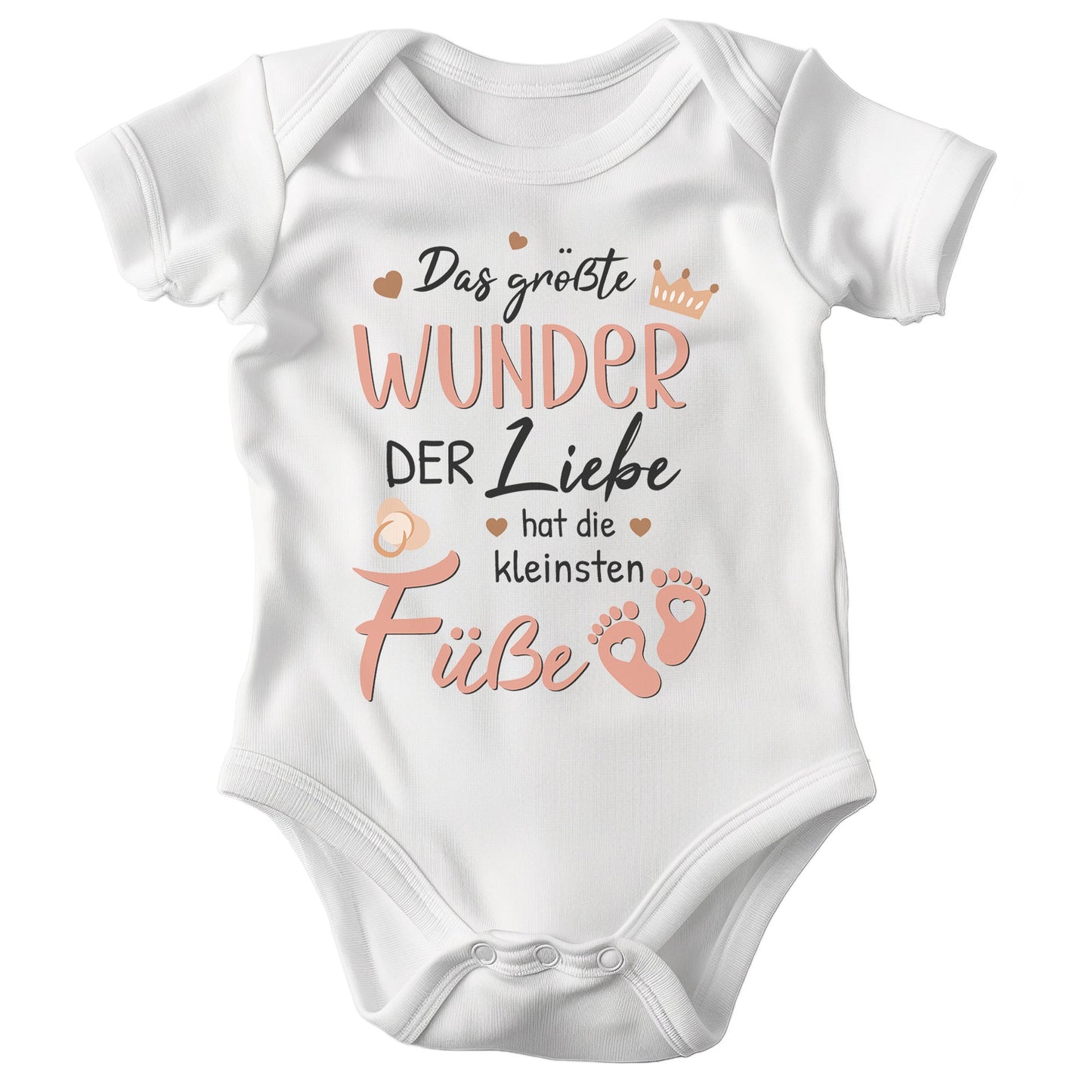 22Feels Babybody Mädchen Bio-Baumwolle – Weiß mit Wunder der Liebe Spruch – Geschenk zur Geburt, Babyparty oder zum 1. Geburtstag & Taufe-Baby Body-22Feels