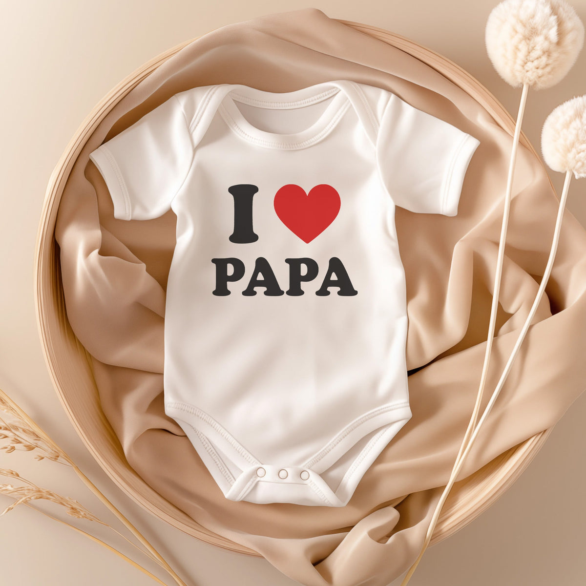 22Feels Unisex Babybody Bio-Baumwolle – Weiß mit I Love Papa – Klassisches Geschenk zur Geburt, Babyparty oder zum 1. Geburtstag & Vatertag-Baby Body-22Feels