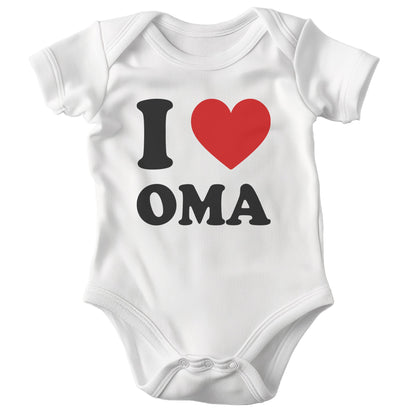 22Feels Unisex Babybody Bio-Baumwolle – Weiß mit I Love Oma – Geschenk zur Geburt, Babyparty oder zum 1. Geburtstag von Oma-Baby Body-22Feels