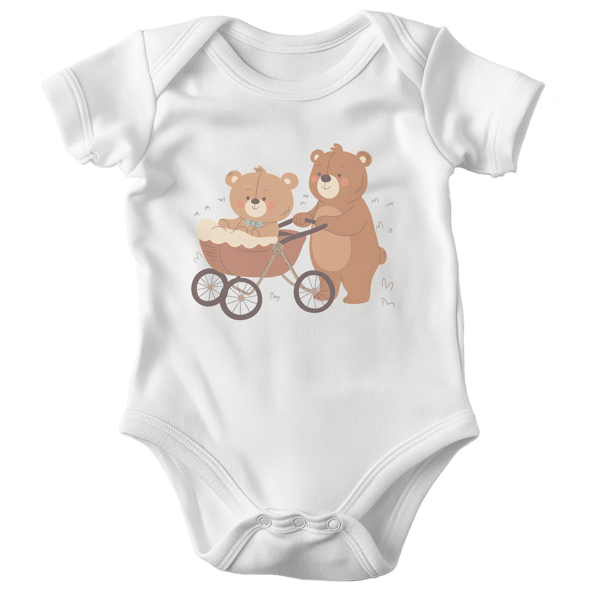 22Feels Unisex Babybody Bio-Baumwolle – Weiß mit Bären-Familie – Geschenk zur Geburt, Babyparty oder zum 1. Geburtstag & Familienzuwachs-Baby Body-22Feels