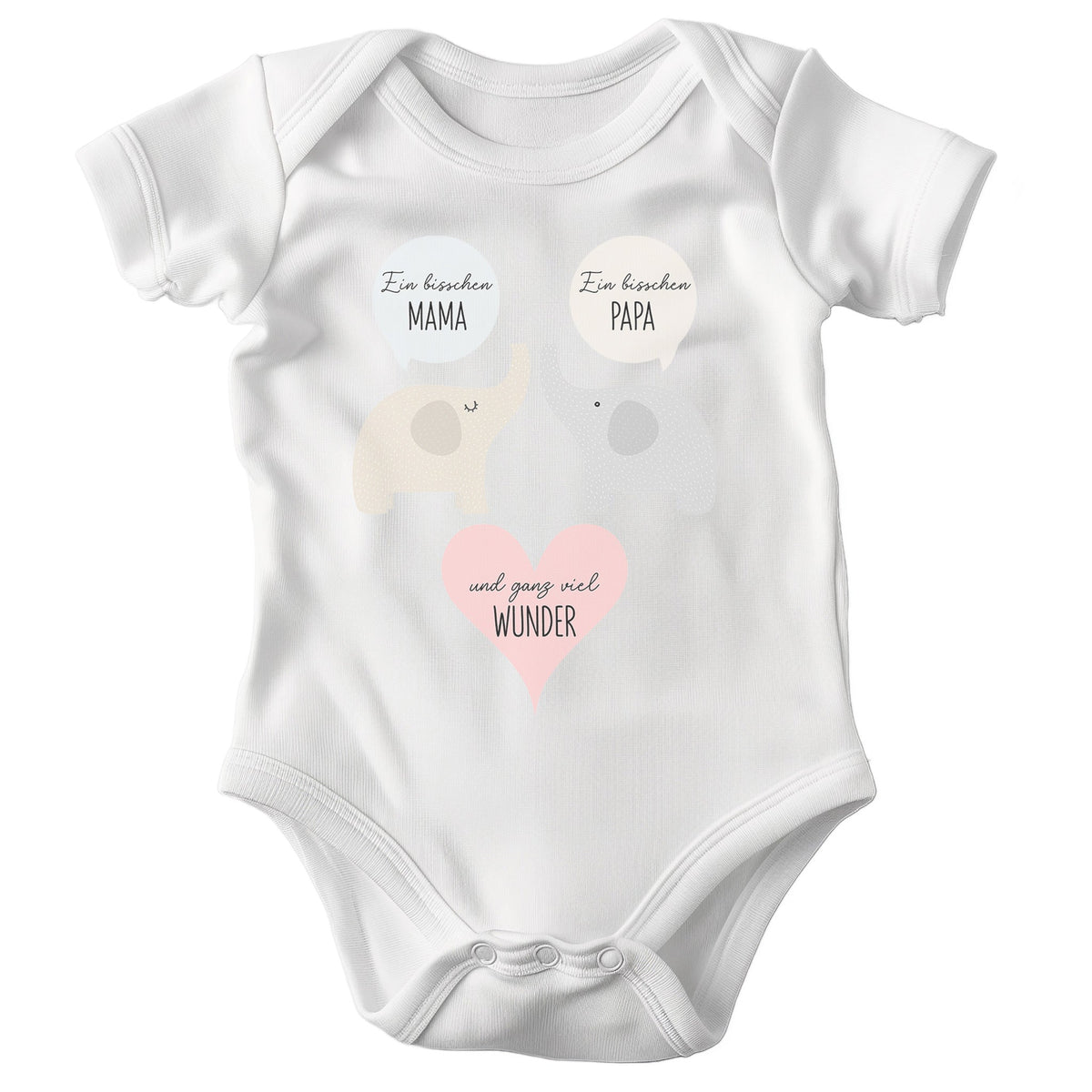 22Feels Unisex Babybody Bio-Baumwolle – Weiß mit Elefanten Wunder Spruch – Geschenk zur Geburt, Babyparty oder zum 1. Geburtstag & Taufe-Baby Body-22Feels