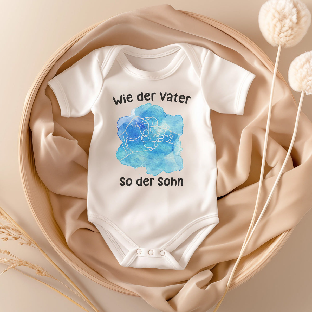 22Feels Jungen Babybody Bio-Baumwolle – Weiß mit Fistbump Wie der Vater so der Sohn – Geschenk zur Geburt, Babyparty oder zum 1. Geburtstag für Väter-Baby Body-22Feels