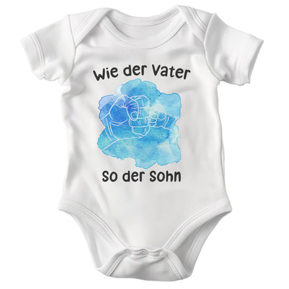 22Feels Jungen Babybody Bio-Baumwolle – Weiß mit Fistbump Wie der Vater so der Sohn – Geschenk zur Geburt, Babyparty oder zum 1. Geburtstag für Väter-Baby Body-22Feels