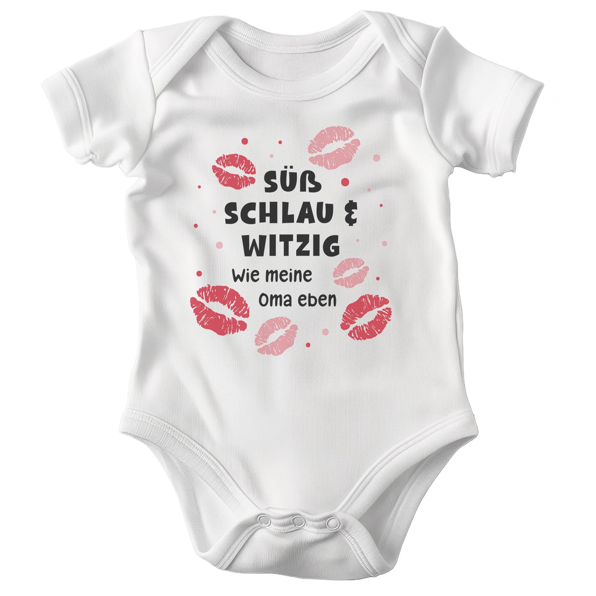 22Feels Unisex Babybody Bio-Baumwolle – Weiß mit Lustigem Mama Spruch & Küssen – Geschenk zur Geburt, Babyparty oder zum 1. Geburtstag-Baby Body-22Feels