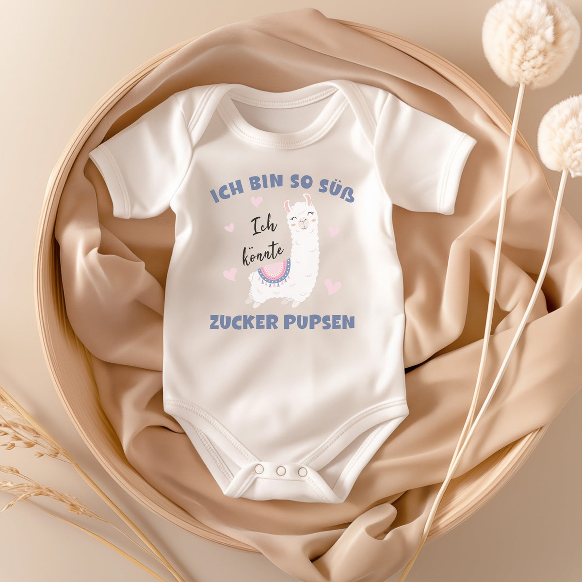 22Feels Mädchen Babybody Bio-Baumwolle – Weiß Lama Motiv Ich könnte Zucker pupsen – Lustiges Geschenk zur Geburt, Babyparty oder zum 1. Geburtstag-Baby Body-22Feels