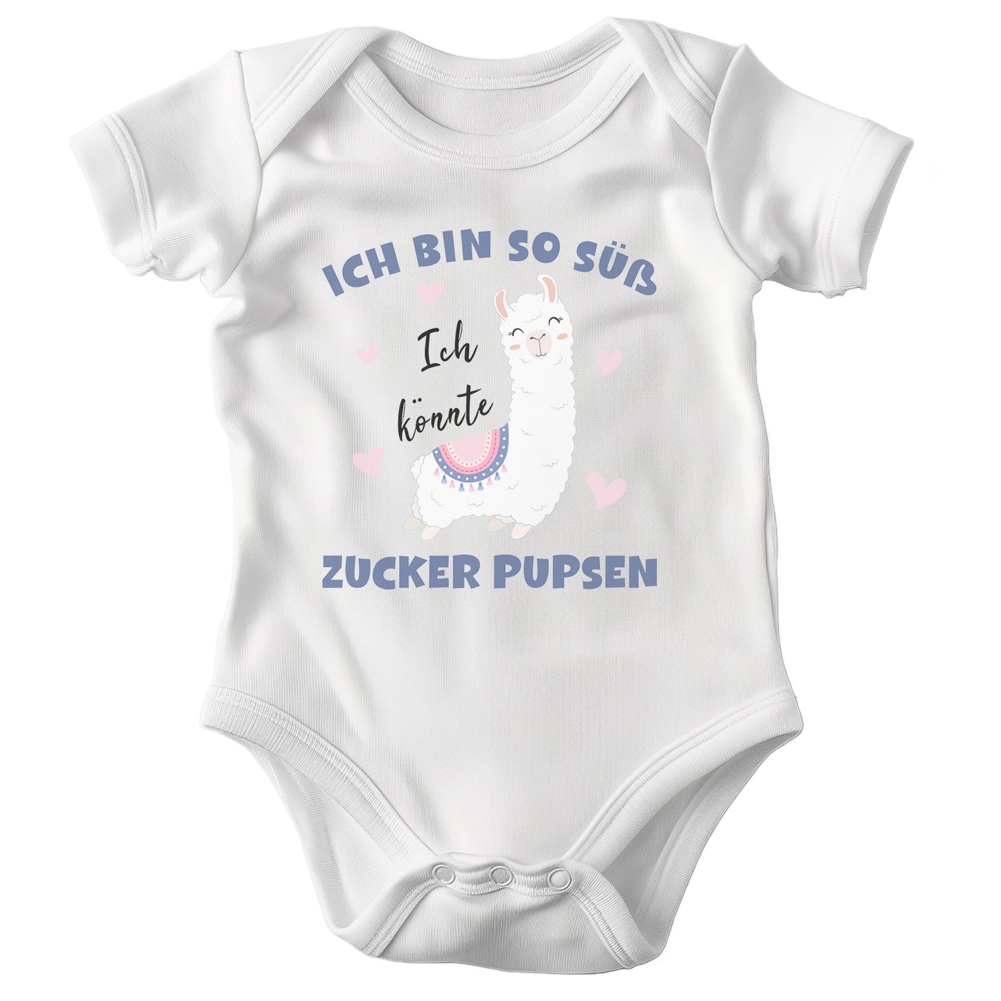 22Feels Mädchen Babybody Bio-Baumwolle – Weiß Lama Motiv Ich könnte Zucker pupsen – Lustiges Geschenk zur Geburt, Babyparty oder zum 1. Geburtstag-Baby Body-22Feels
