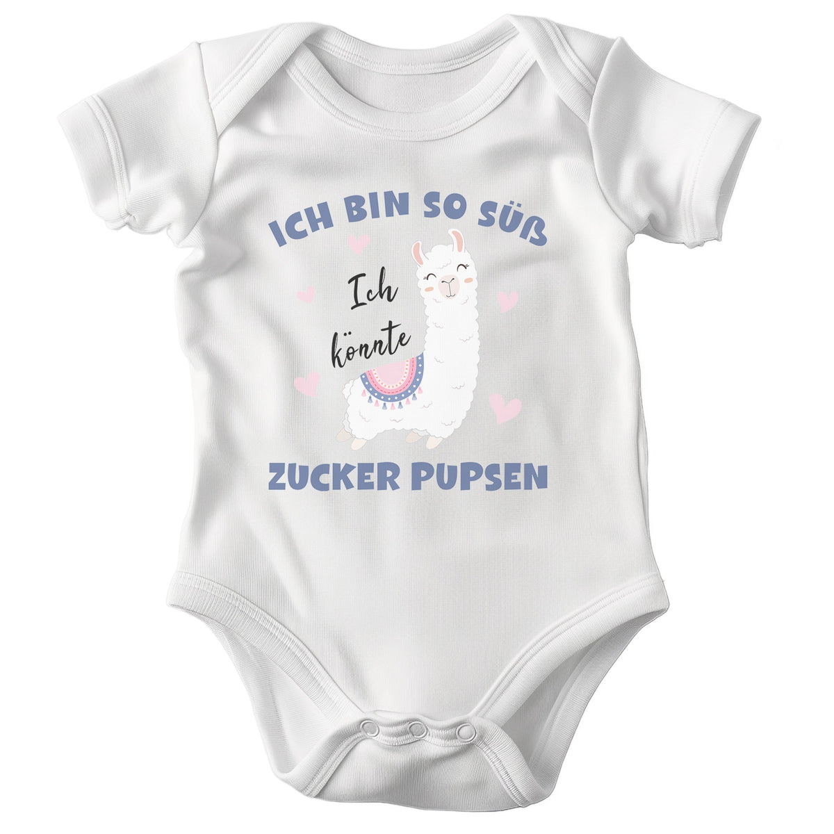 22Feels Mädchen Babybody Bio-Baumwolle – Weiß Lama Motiv Ich könnte Zucker pupsen – Lustiges Geschenk zur Geburt, Babyparty oder zum 1. Geburtstag-Baby Body-22Feels