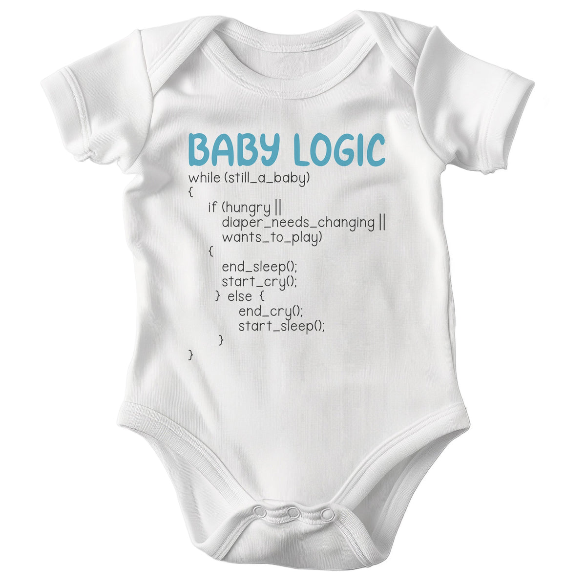 22Feels Unisex Babybody Bio-Baumwolle – Weiß mit Baby Logic Coding – Geschenk für IT-Eltern zur Geburt oder Babyparty-Baby Body-22Feels