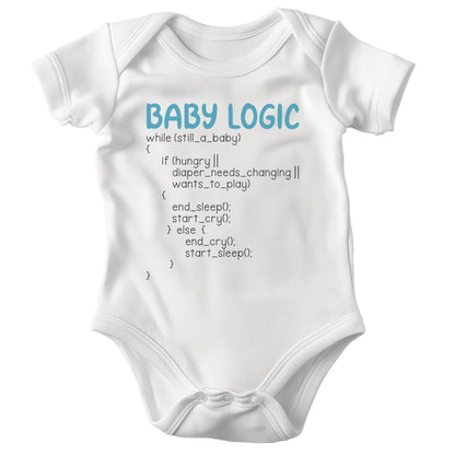 22Feels Unisex Babybody Bio-Baumwolle – Weiß mit Baby Logic Coding – Geschenk für IT-Eltern zur Geburt oder Babyparty-Baby Body-22Feels