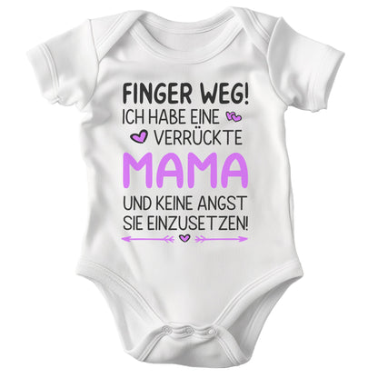 22Feels Babybody Mädchen Bio-Baumwolle – Weiß mit Finger weg Mama (Pink) – Geschenk von Mama zur Geburt oder Babyparty-Baby Body-22Feels