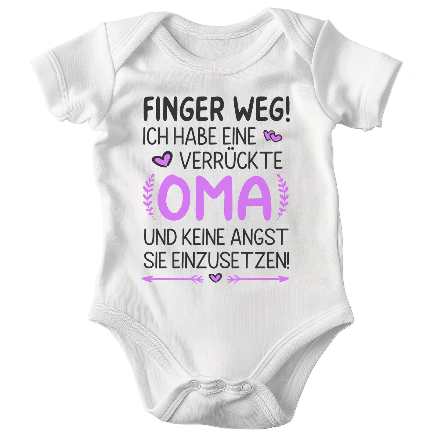 22Feels Babybody Mädchen Bio-Baumwolle – Weiß mit Finger weg Oma (Pink) – Geschenk von Oma zur Geburt oder Babyparty-Baby Body-22Feels