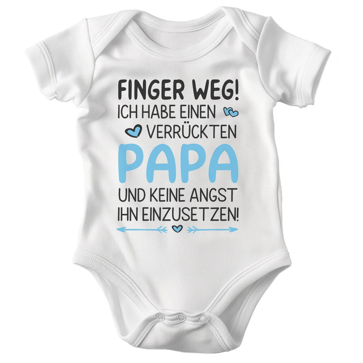 22Feels Babybody Jungen Bio-Baumwolle – Weiß mit Finger weg Papa (Blau) – Geschenk von Papa zur Geburt oder Babyparty-Baby Body-22Feels