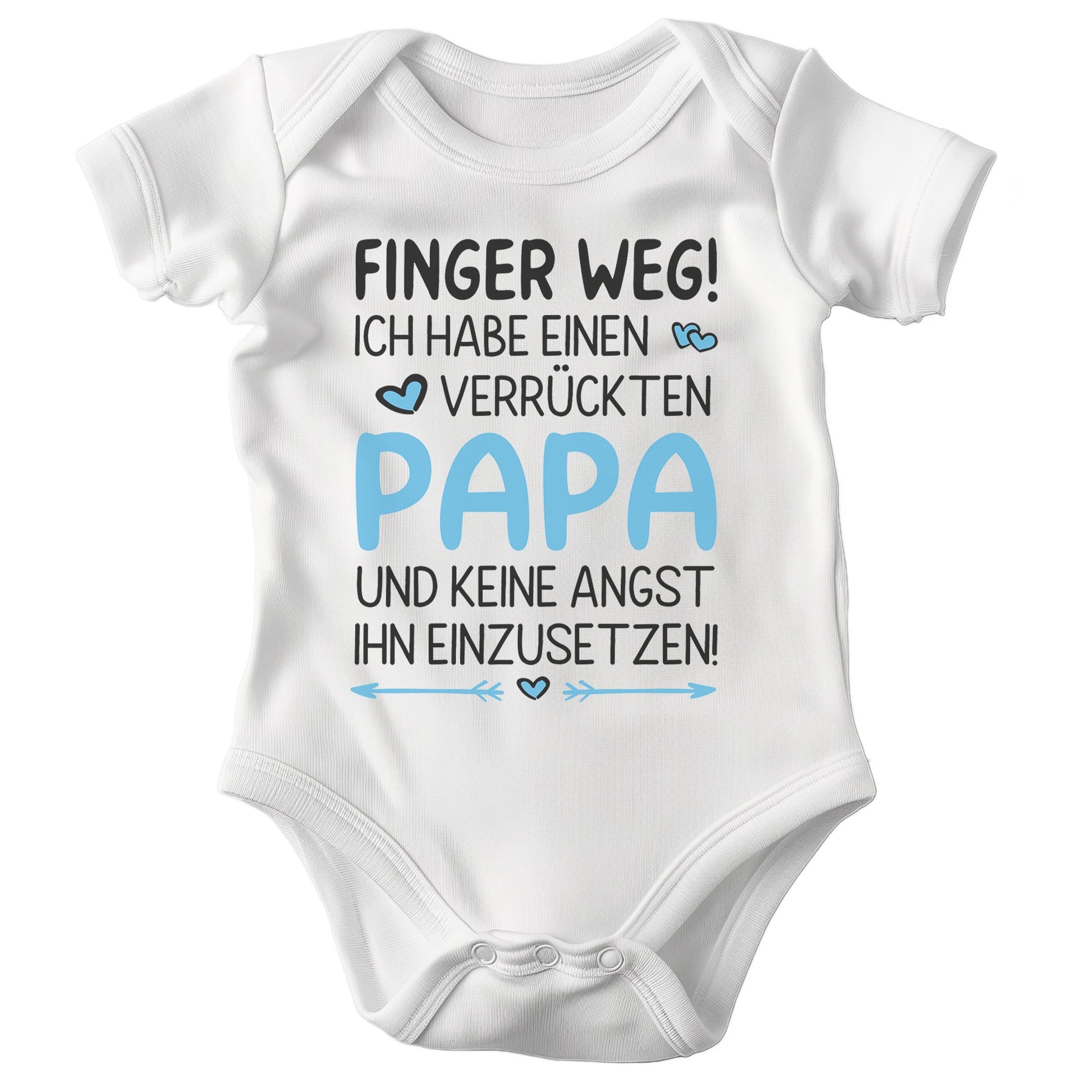 22Feels Babybody Jungen Bio-Baumwolle – Weiß mit Finger weg Papa (Blau) – Geschenk von Papa zur Geburt oder Babyparty-Baby Body-22Feels