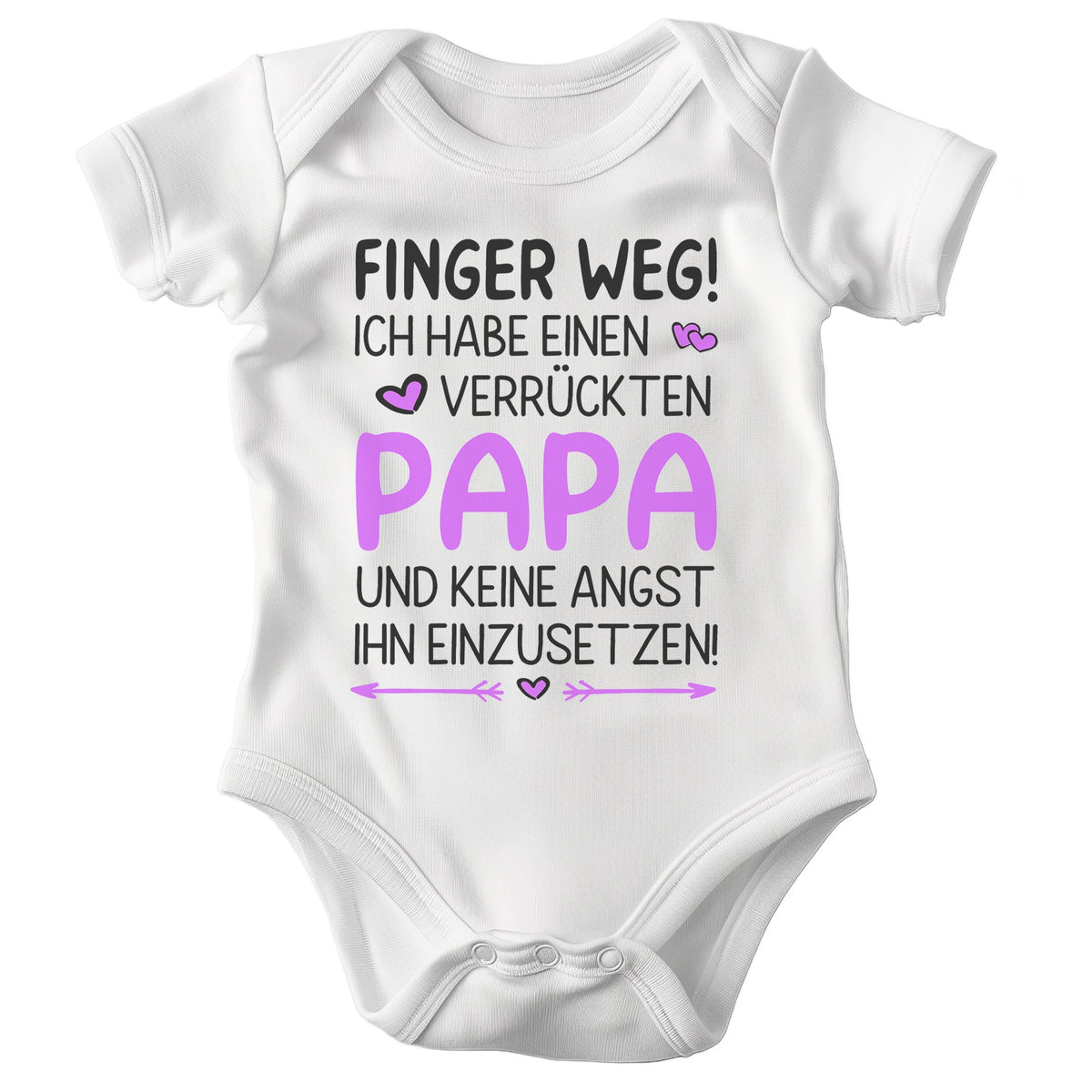 22Feels Babybody Mädchen Bio-Baumwolle – Weiß mit Finger weg Papa (Pink) – Geschenk von Papa zur Geburt oder Babyparty-Baby Body-22Feels
