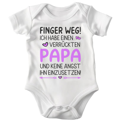 22Feels Babybody Mädchen Bio-Baumwolle – Weiß mit Finger weg Papa (Pink) – Geschenk von Papa zur Geburt oder Babyparty-Baby Body-22Feels