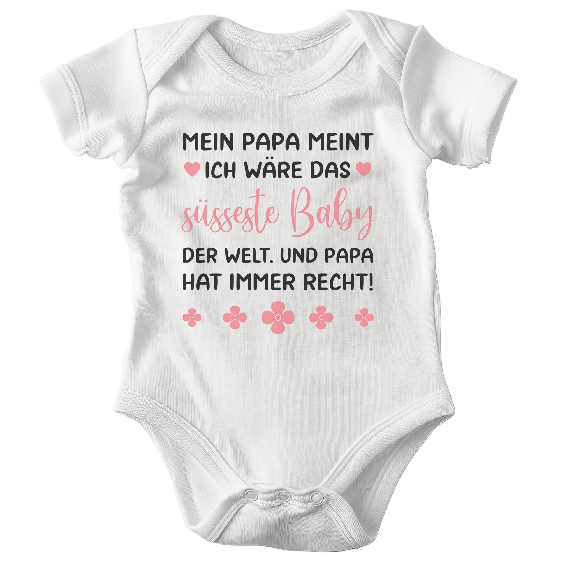 22Feels Babybody Mädchen Bio-Baumwolle – Weiß mit Süßestes Baby Papa (Pink) – Geschenk von Papa zur Geburt oder Babyparty-Baby Body-22Feels
